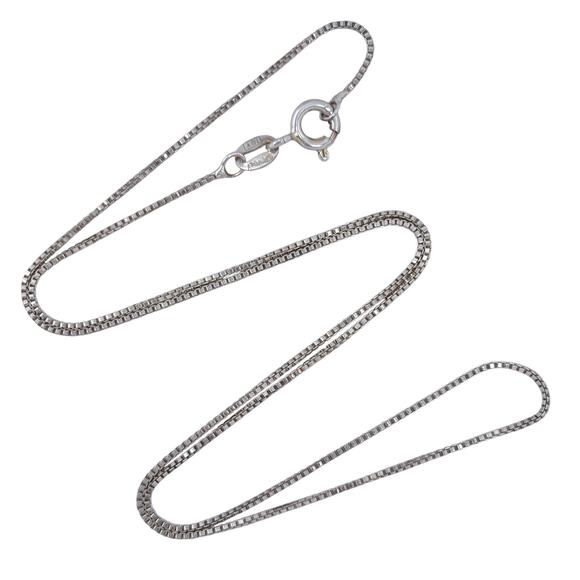 AGI Box Chain Necklace | Italian Vintage Sterling Silver 925 | 16" - Picture 1 of 4